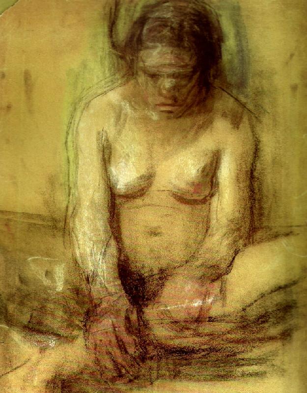 kathe kollwitz sittande kvinnlig akt oil painting image